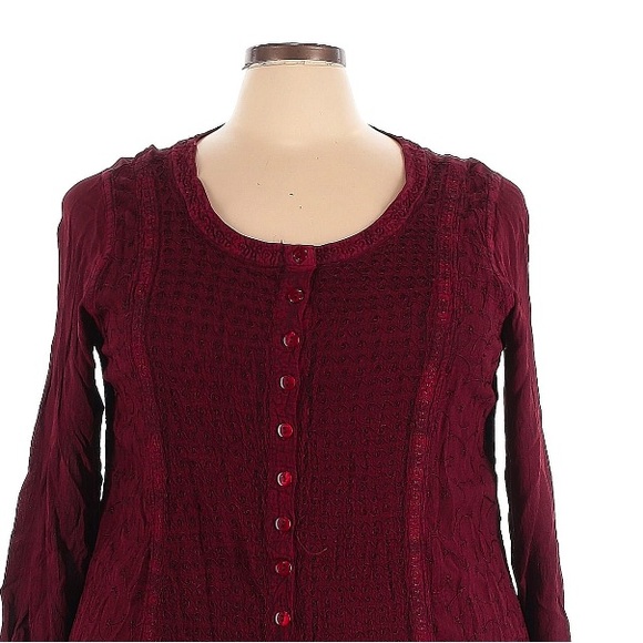 Holy Clothing 100% Viscose Ox Blood Burgundy Long Sleeve Button Front Celtic Top - Picture 3 of 6